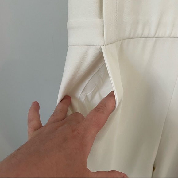 Theory Remaline Spiaggia Stretch Crepe Jumpsuit White Size 10 - Picture 7 of 9